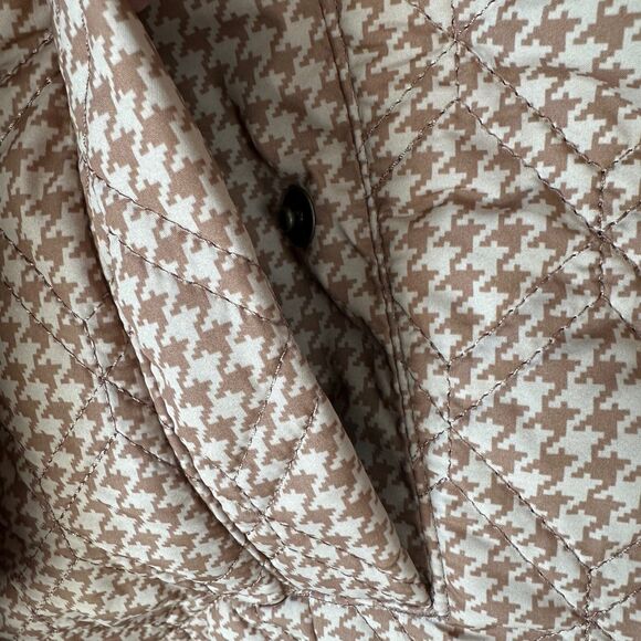 Nwt Lands' End Insulated Packable Quilted Jacket Women Lg Petite Tan Houndstooth - Picture 8 of 9